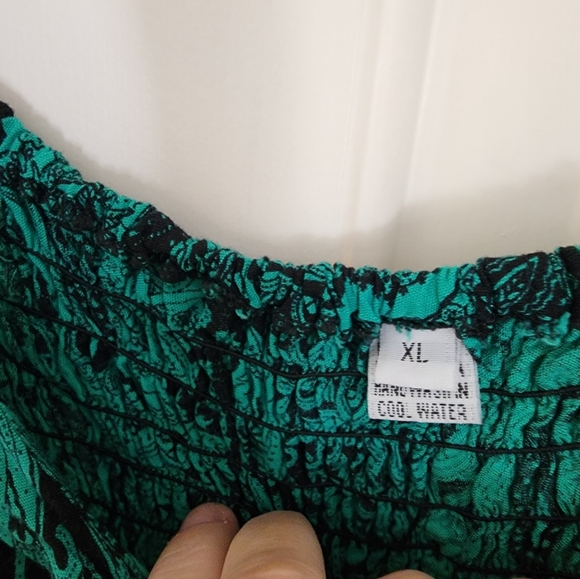 Floral Paisley Sleeveless Maxi Dress Size Xl Green & Black Boho Festival Resort - Picture 7 of 10